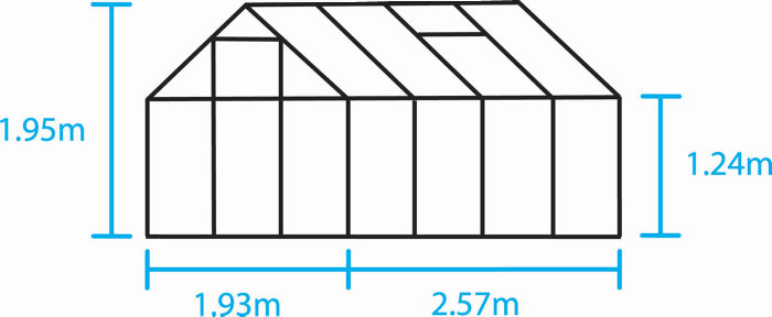 Halls Popular 86 drivhus 5 m² - aluminium